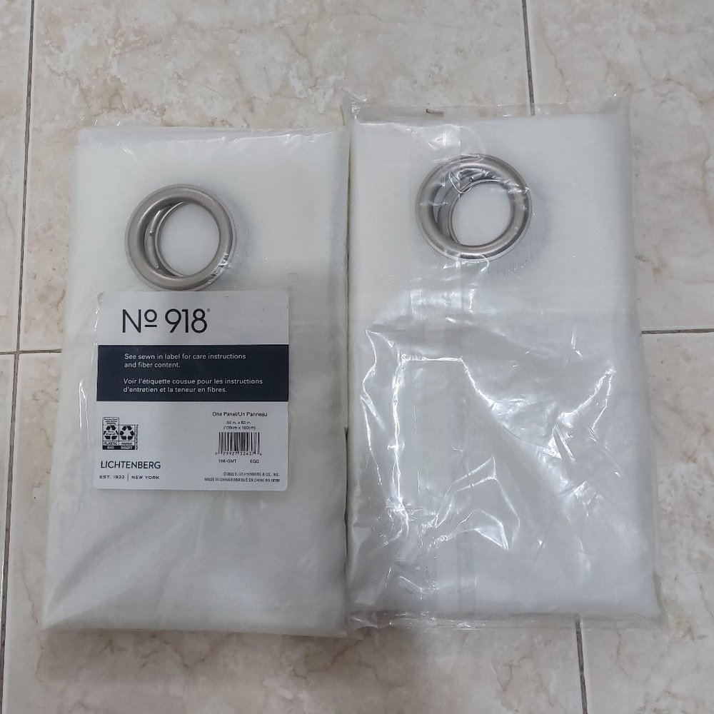 NO 918 Sheer Voile Rod Pocket Top Curtain Panel  59" x 63" SET of 2 Eggshell